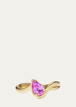AaryahBB Thelma Power Pinky Ring in 14K Gold and Pink Sapphire