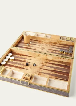 AERINChocolate Faux Shagreen Backgammon Set