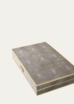 AERINChocolate Faux Shagreen Backgammon Set