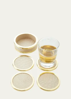 AERINColette Croc-Embossed Leather Coasters, Set of 4