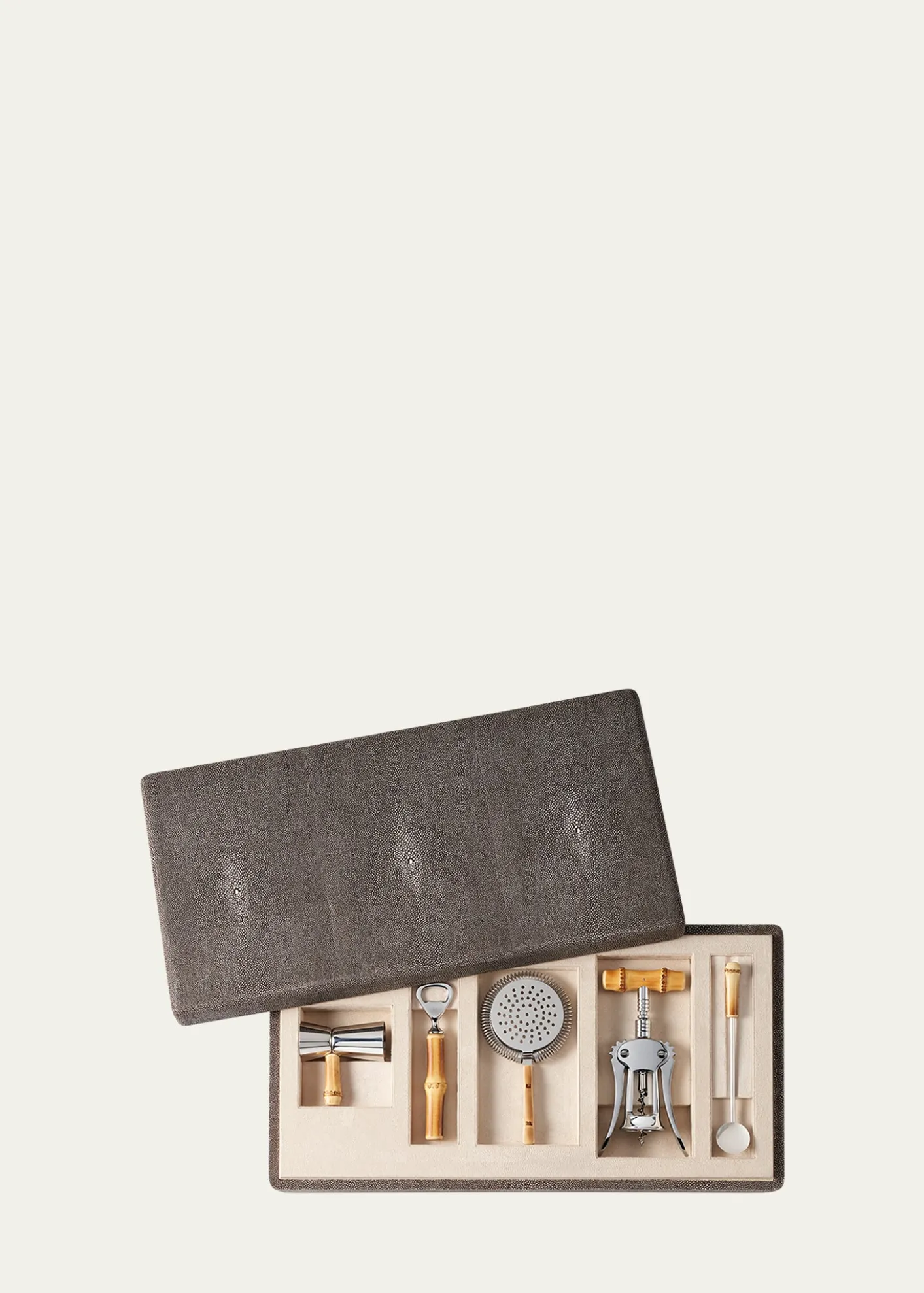 AERINFaux Shagreen Bamboo Bar Set