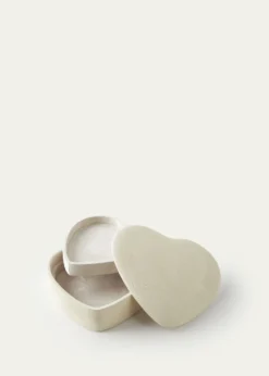 AERINFaux Shagreen Heart Jewelry Box, Cream