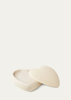 AERINFaux Shagreen Heart Jewelry Box, Cream