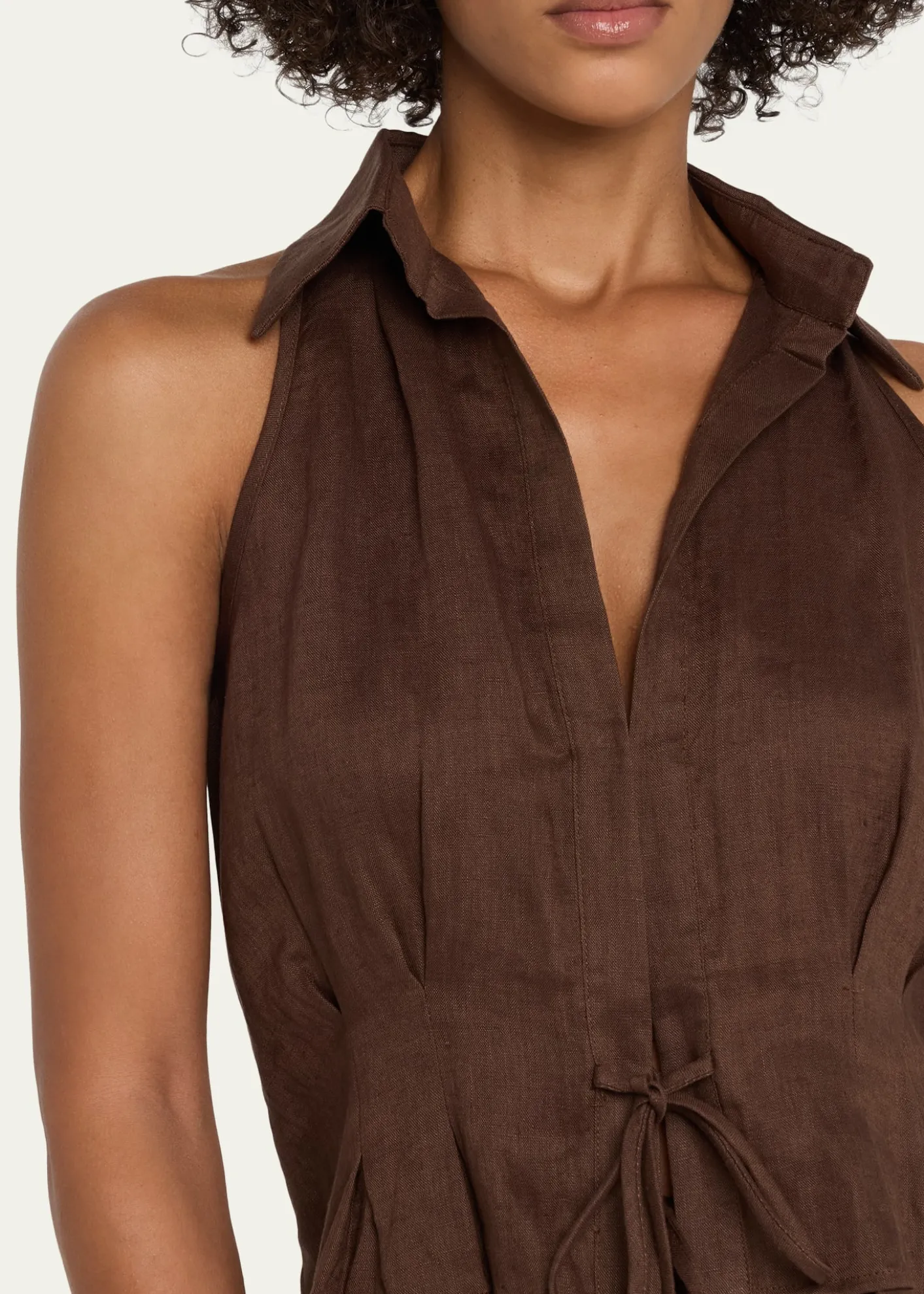 AEXAESleeveless Linen Drawstring Top