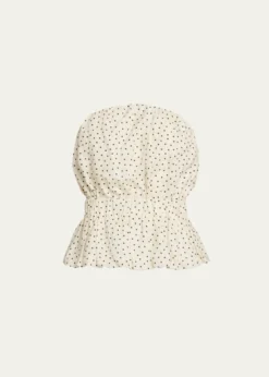 AEXAEStrapless Polka Dot Linen Top