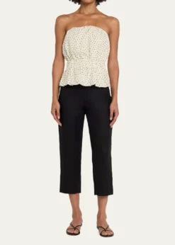 AEXAEStrapless Polka Dot Linen Top