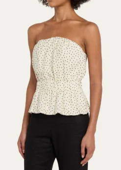 AEXAEStrapless Polka Dot Linen Top