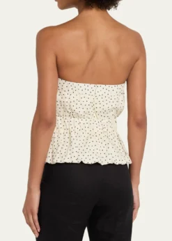 AEXAEStrapless Polka Dot Linen Top