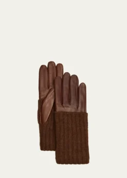 AgnelleLambskin Two-Toned Gloves