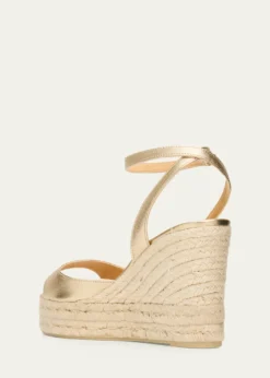 AGS X CASTANER110mm Brook Metallic Leather Platform Espadrille Sandals