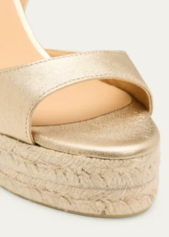 AGS X CASTANER110mm Brook Metallic Leather Platform Espadrille Sandals