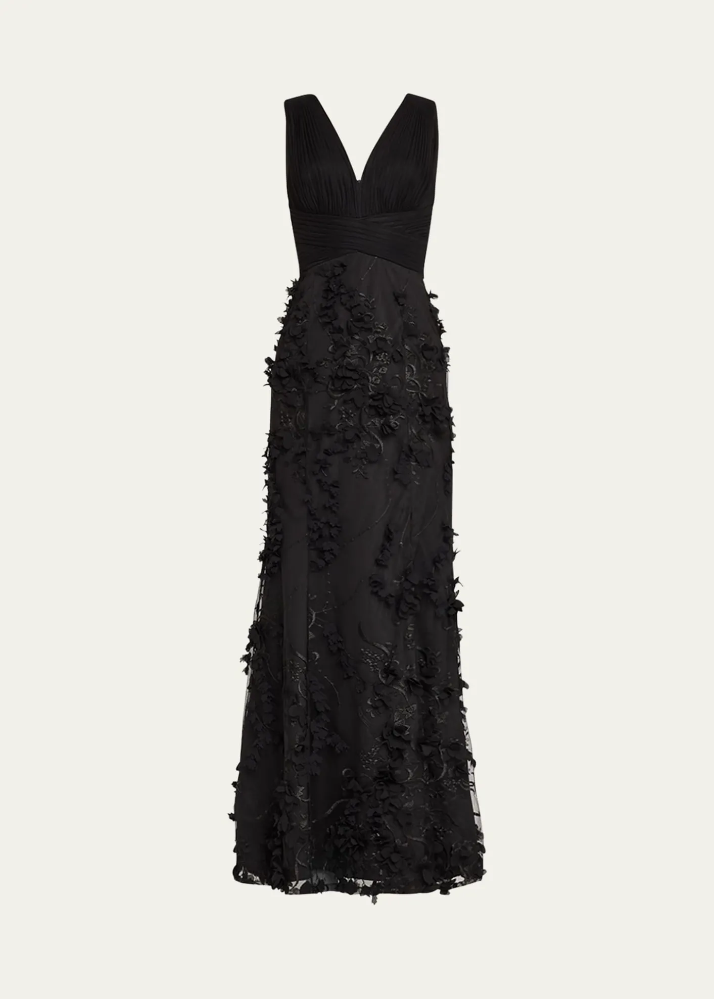 Aidan MattoxEmbroidered Floral Applique Gown