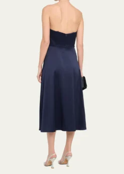 Aidan MattoxStrapless Bow-Front Stretch Mikado Midi Dress