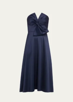 Aidan MattoxStrapless Bow-Front Stretch Mikado Midi Dress