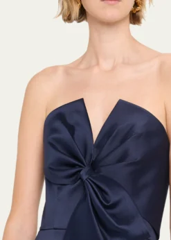 Aidan MattoxStrapless Bow-Front Stretch Mikado Midi Dress