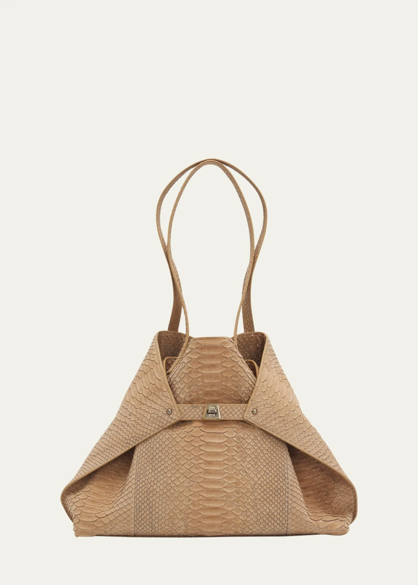 AkrisAi Medium Snakeskin Suede Shoulder Bag