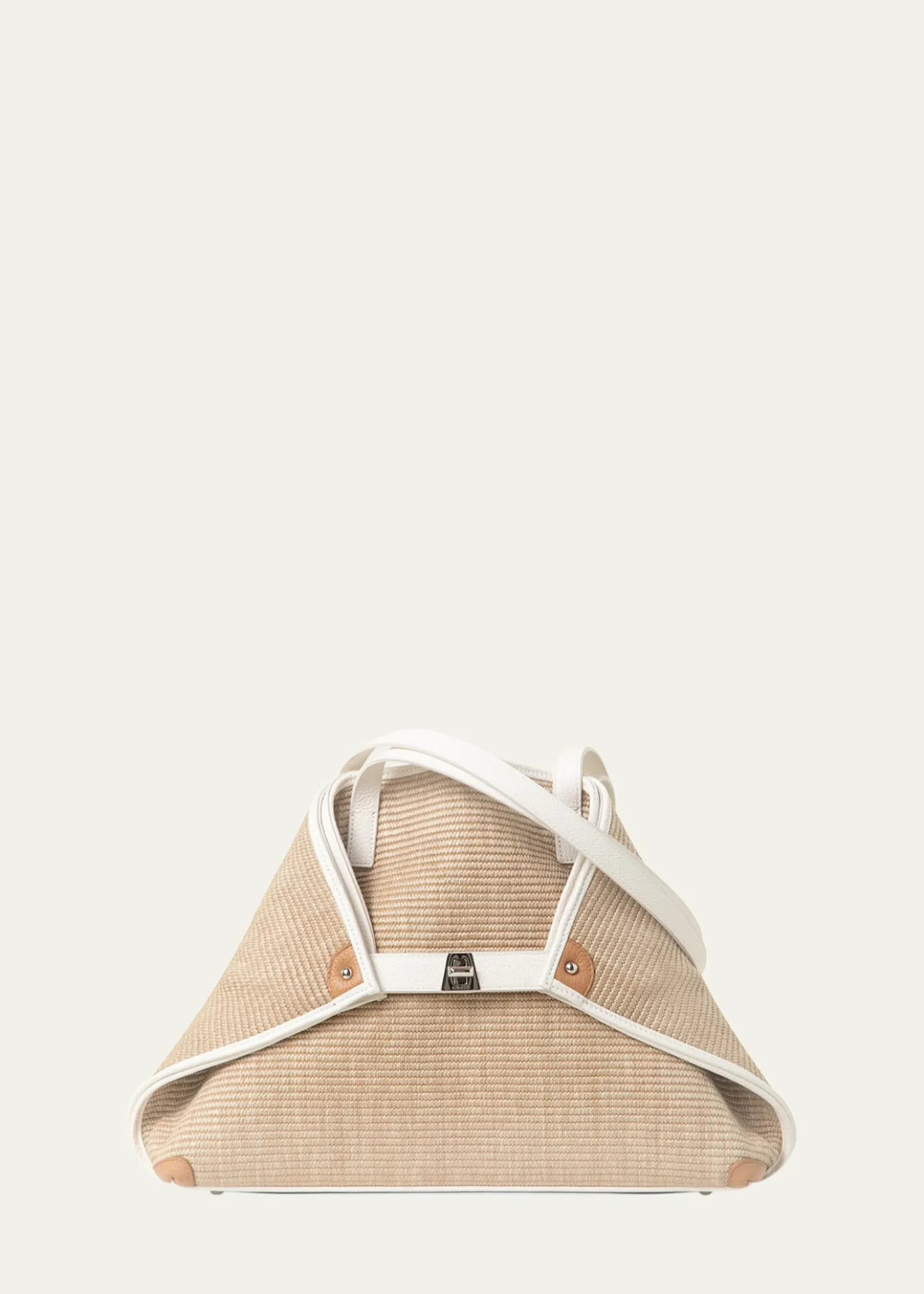 AkrisAi Raffia & Leather Tote Bag