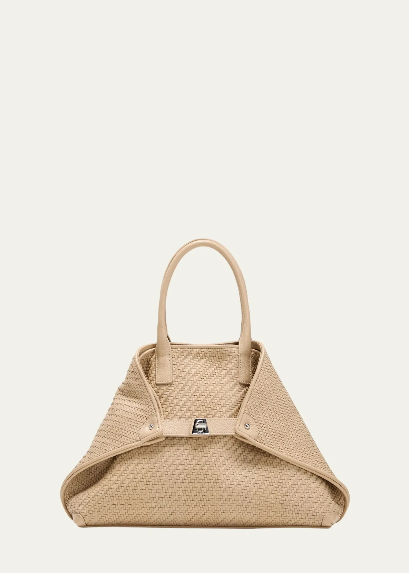 AkrisAi Small Braided Leather Top-Handle Bag