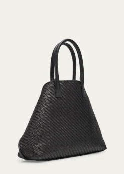 AkrisAi Small Plaid Braided Top-Handle Bag