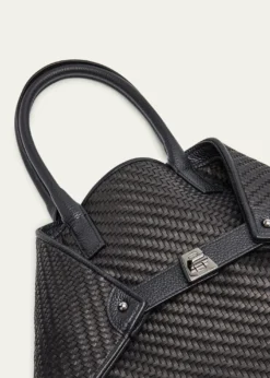 AkrisAi Small Plaid Braided Top-Handle Bag
