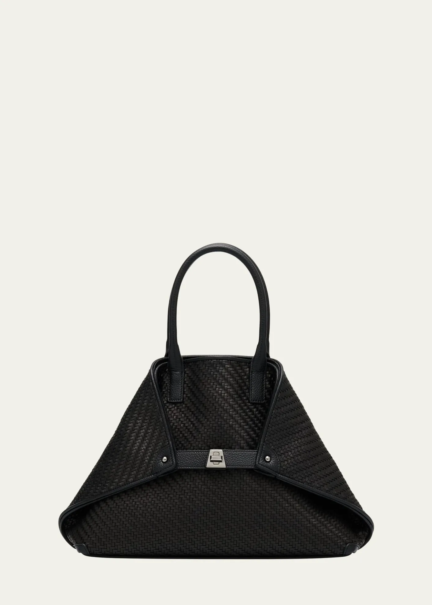 AkrisAi Small Plaid Braided Top-Handle Bag