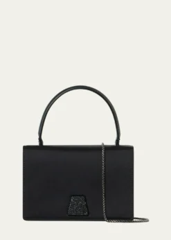 AkrisAlice Crystal Trapezoid Satin Micro Top-Handle Bag