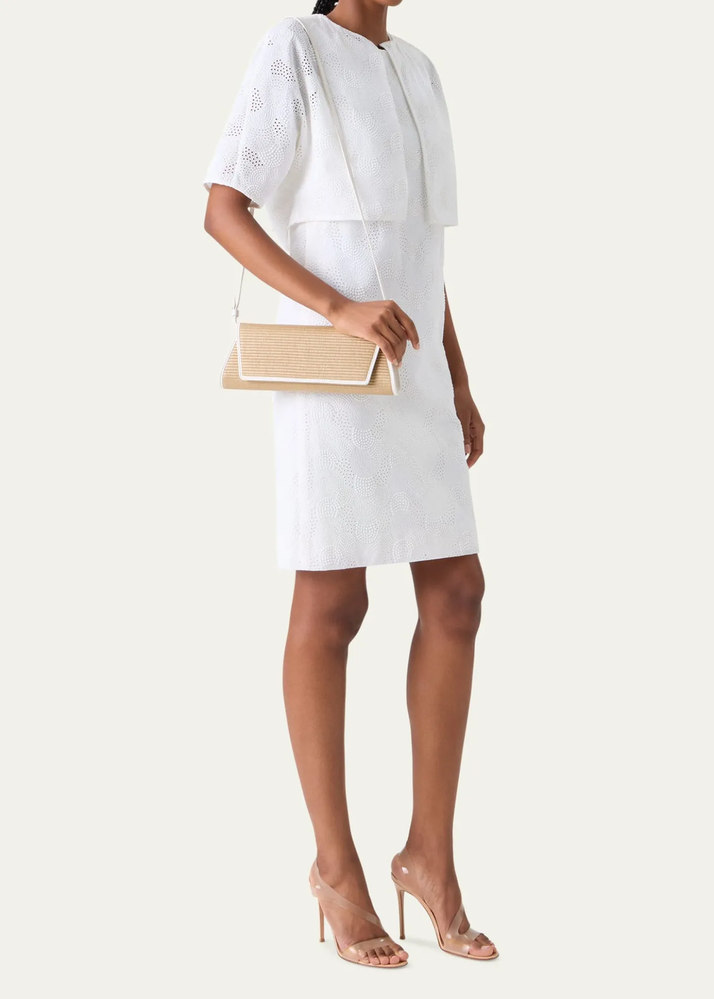 AkrisAnouk Small Cotton Raffia Trapezoid Clutch Bag