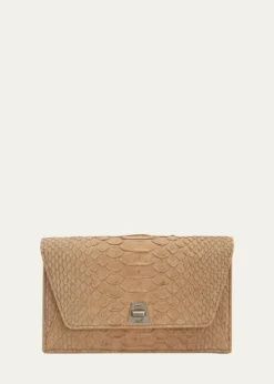 AkrisAnouk Snakeskin Suede Envelope Clutch Bag