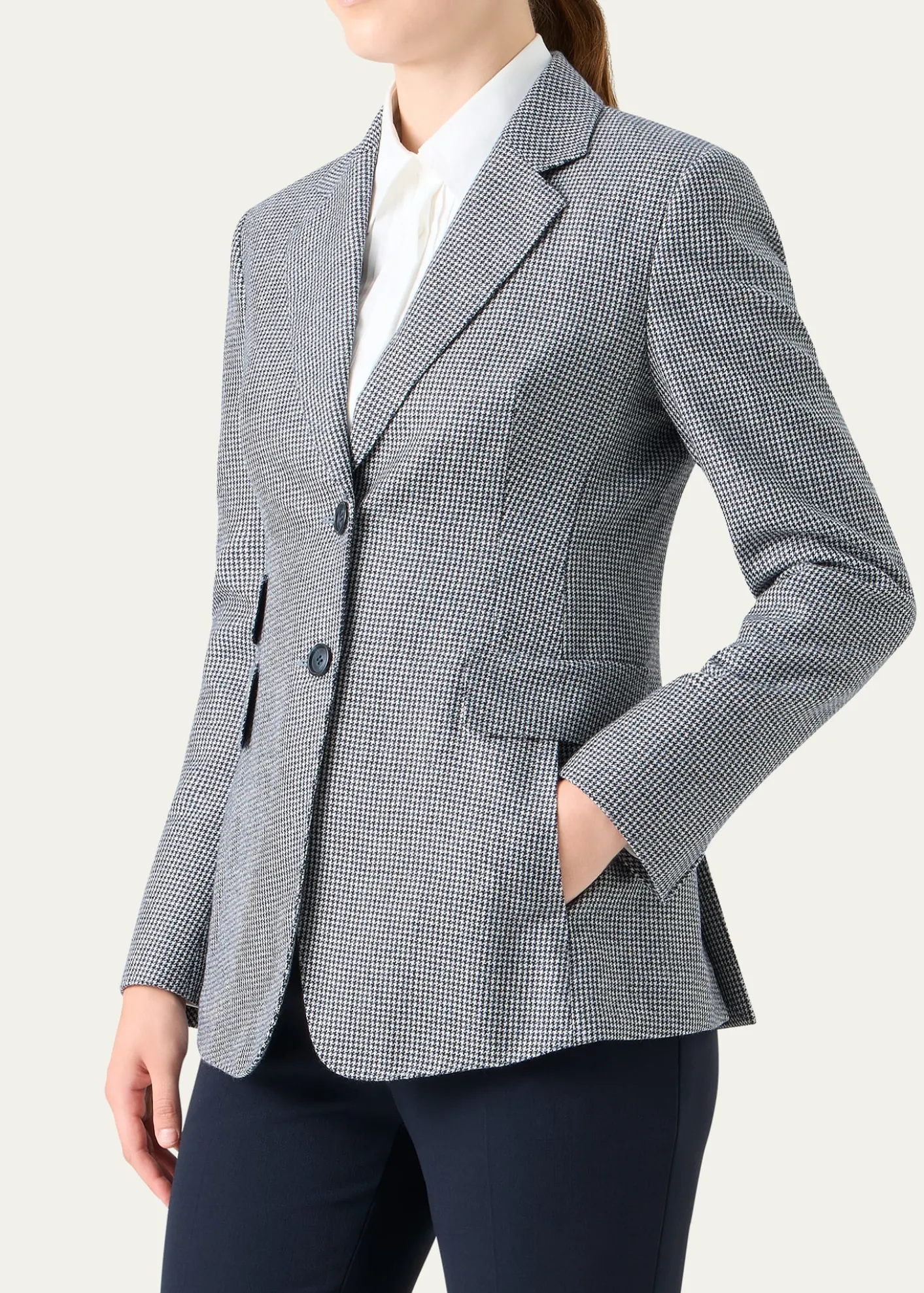 AkrisArie Cashmere Pepita Houndstooth Single-Breasted Jacket