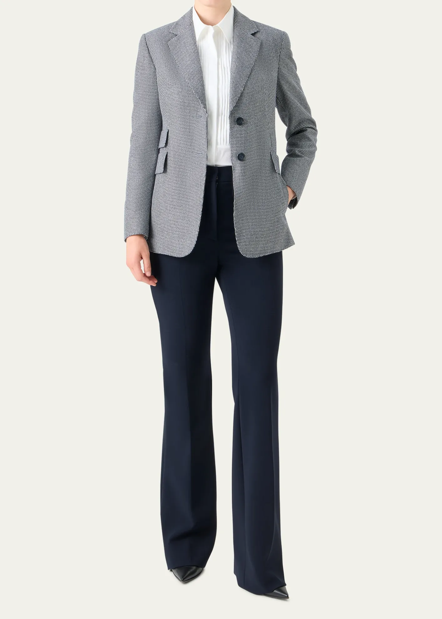 AkrisArie Cashmere Pepita Houndstooth Single-Breasted Jacket