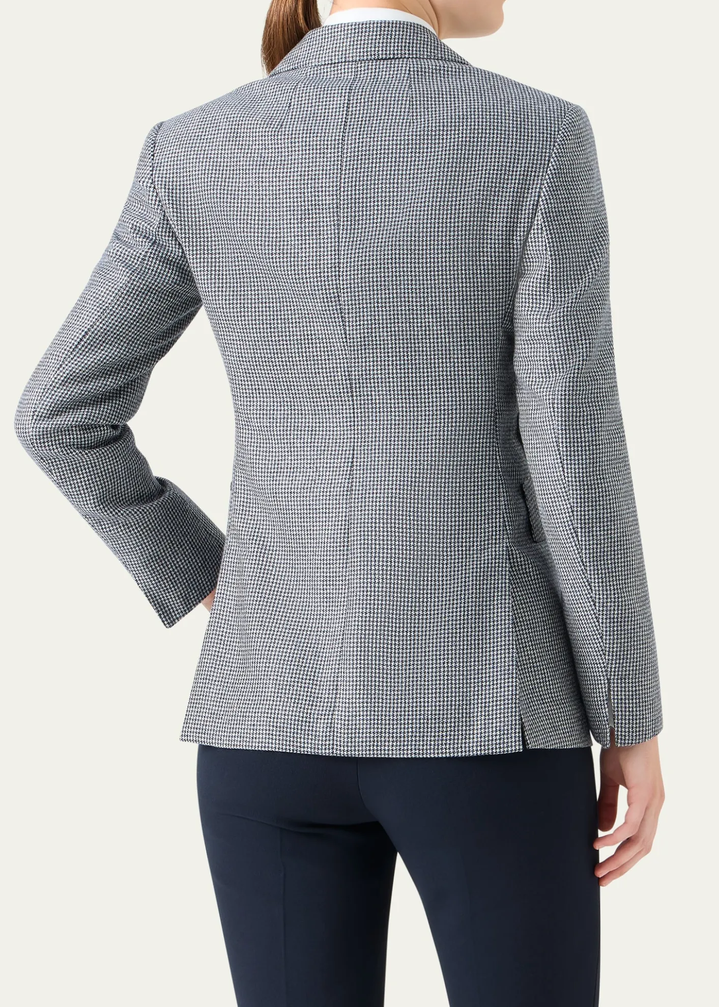 AkrisArie Cashmere Pepita Houndstooth Single-Breasted Jacket