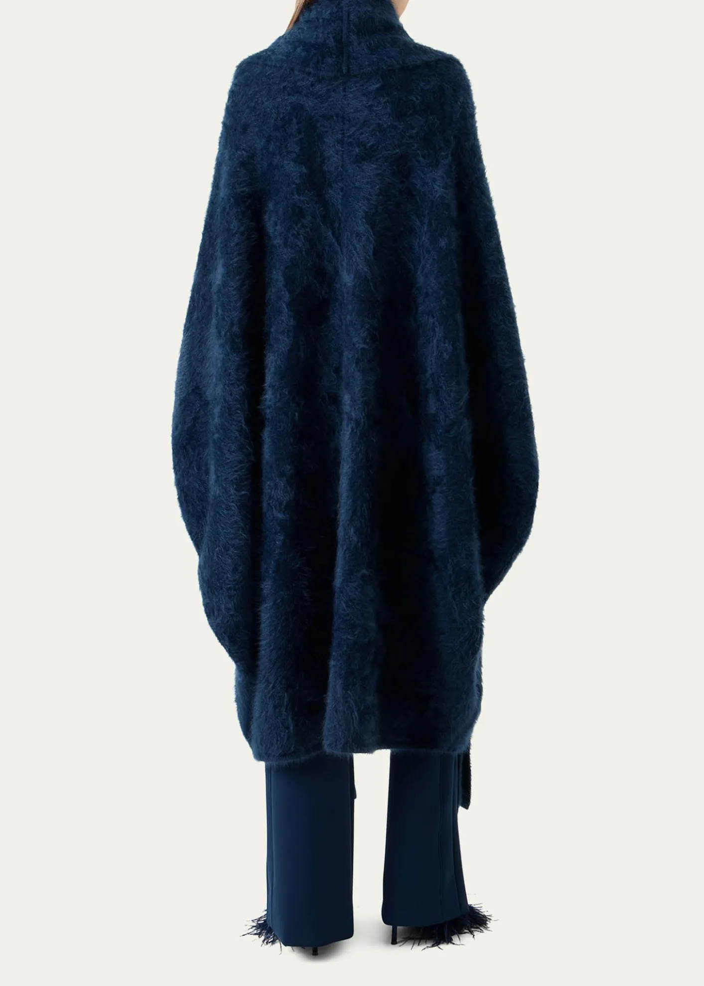 AkrisBrushed Cashmere Hooded Long Cape Coat