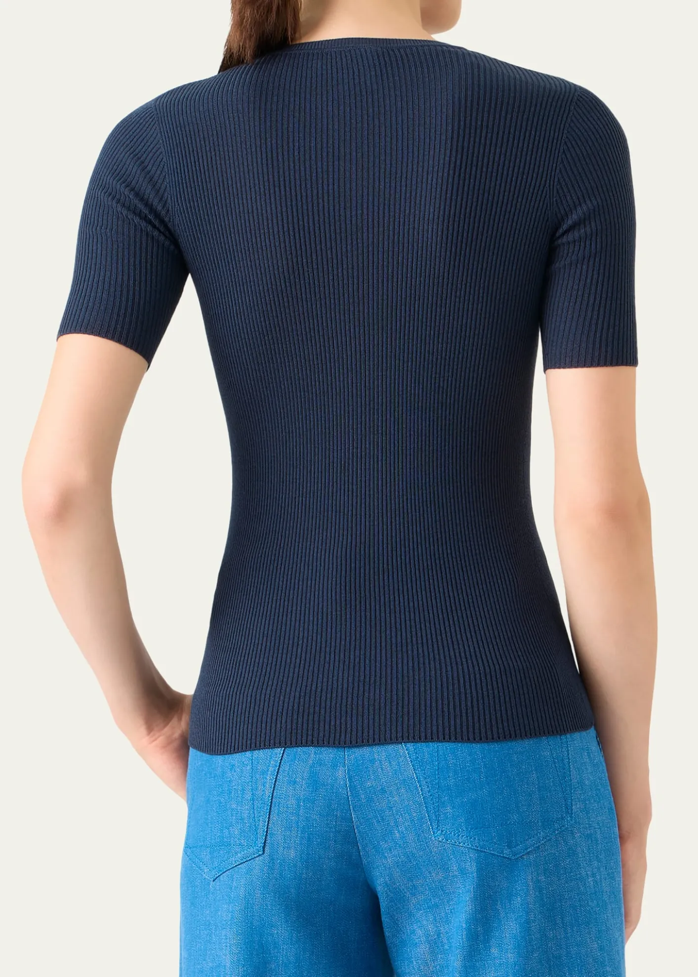 AkrisCotton Silk Short-Sleeve Sweater