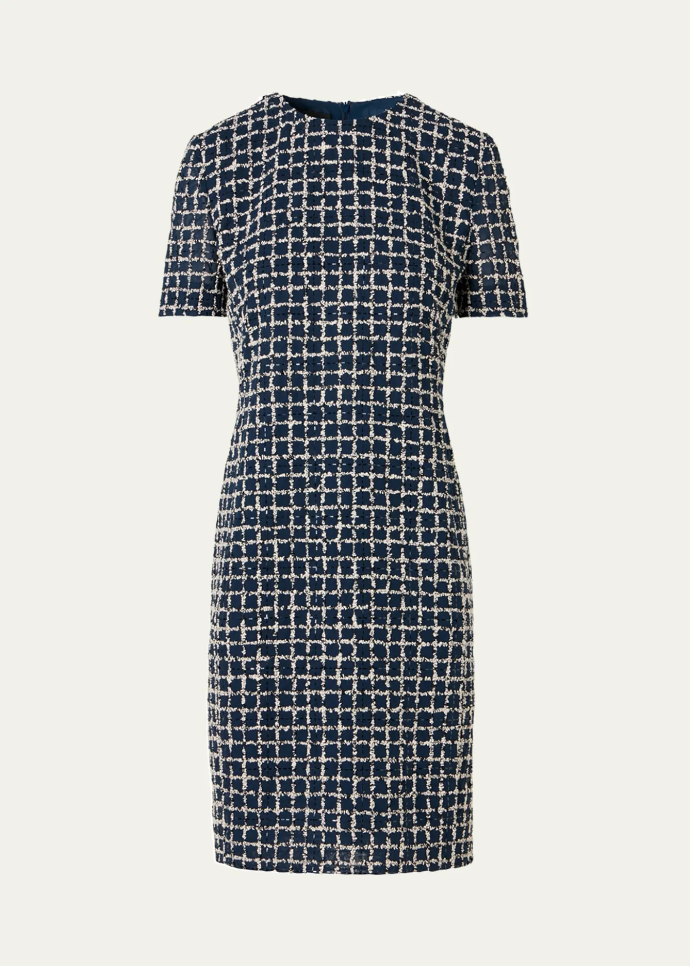 Akris3D Check Embroidered Sheath Dress