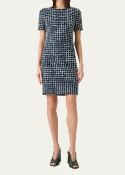 Akris3D Check Embroidered Sheath Dress