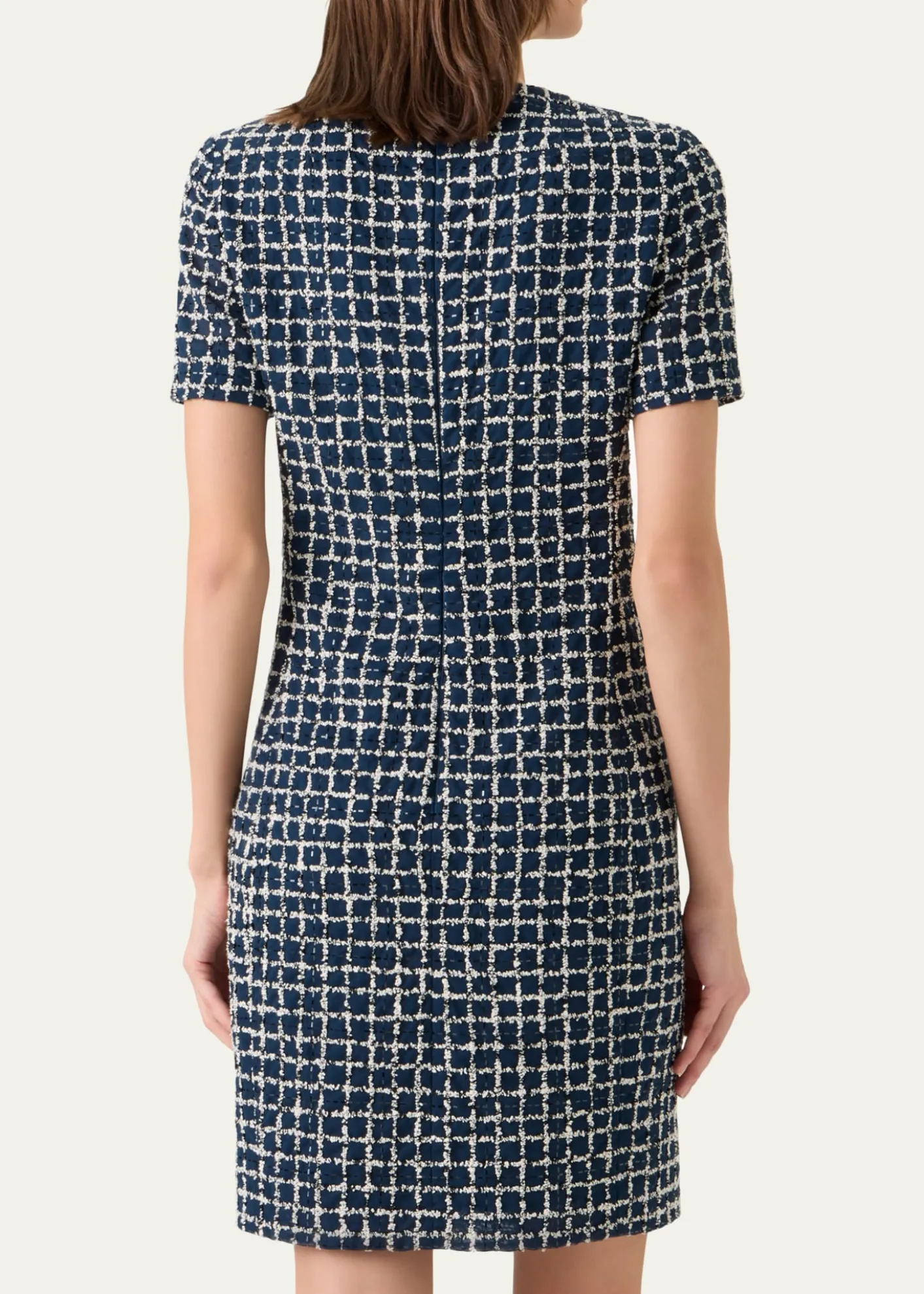 Akris3D Check Embroidered Sheath Dress