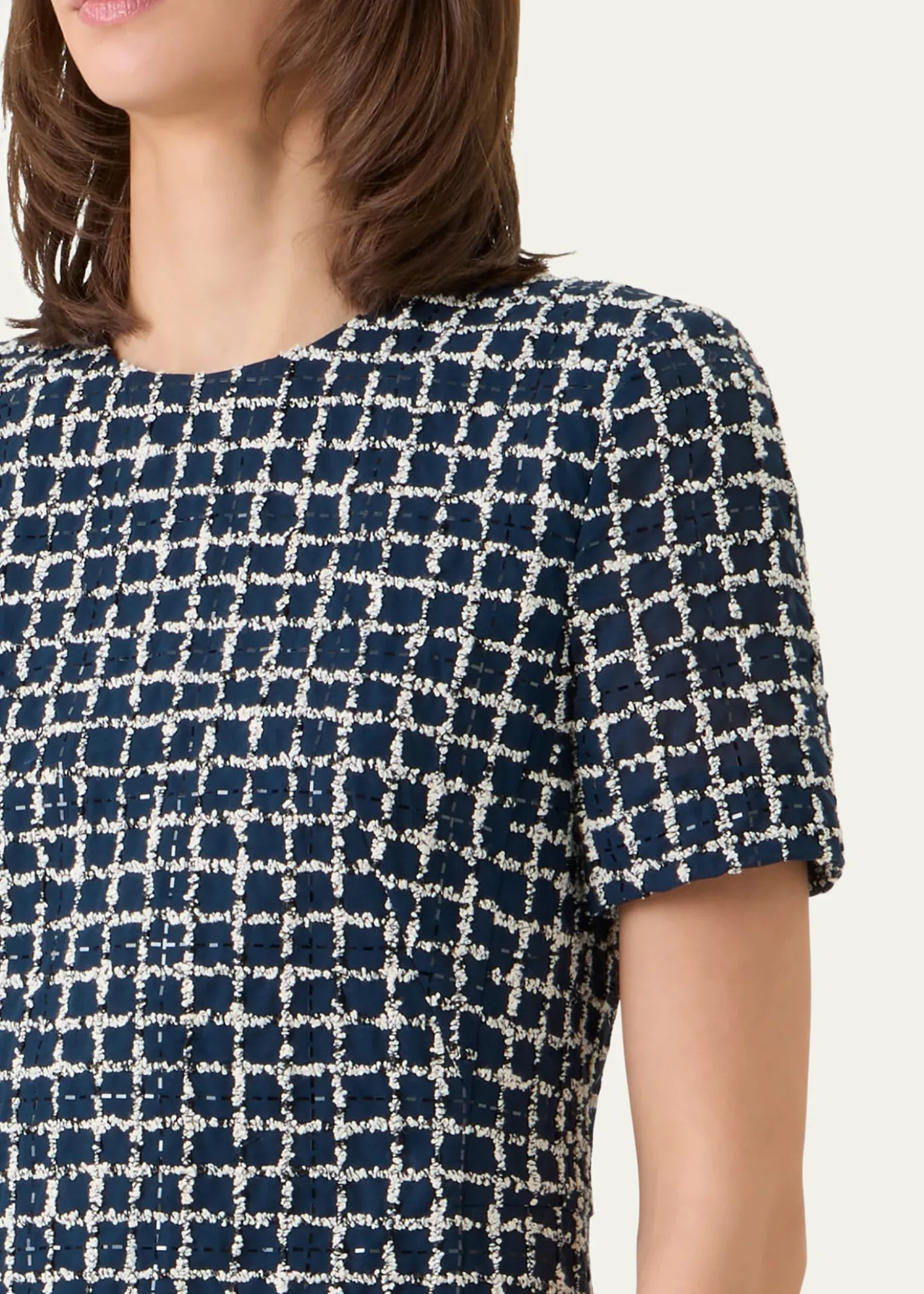 Akris3D Check Embroidered Sheath Dress
