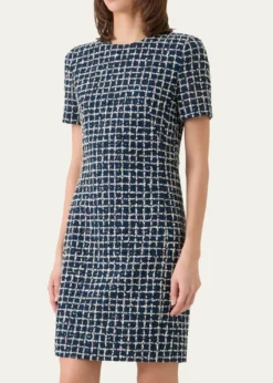 Akris3D Check Embroidered Sheath Dress