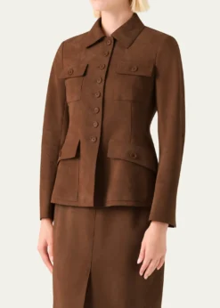 AkrisDelia Suede Single-Breasted Utility Jacket