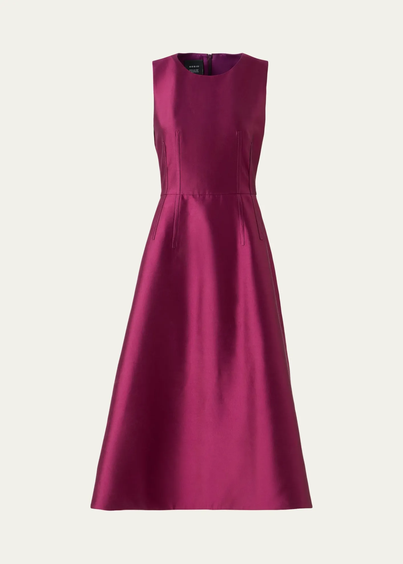 AkrisDupion Sleeveless Silk Shantung Midi Dress