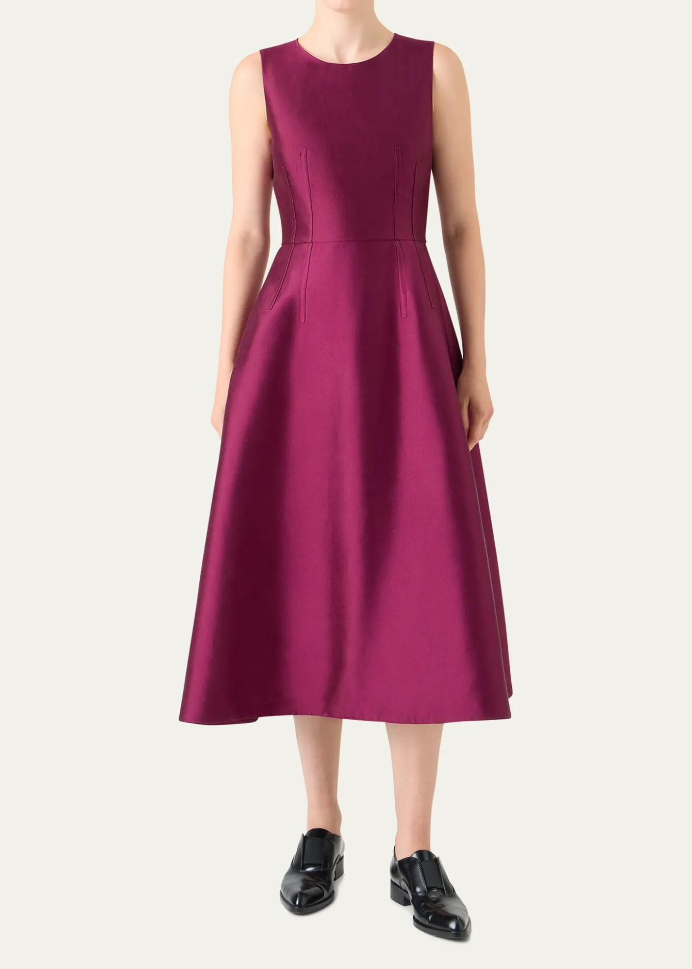AkrisDupion Sleeveless Silk Shantung Midi Dress