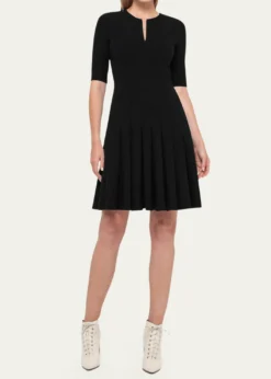 AkrisElbow-Sleeve Zip-Front Dress