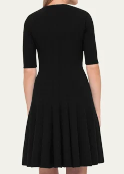 AkrisElbow-Sleeve Zip-Front Dress