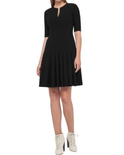 AkrisElbow-Sleeve Zip-Front Dress