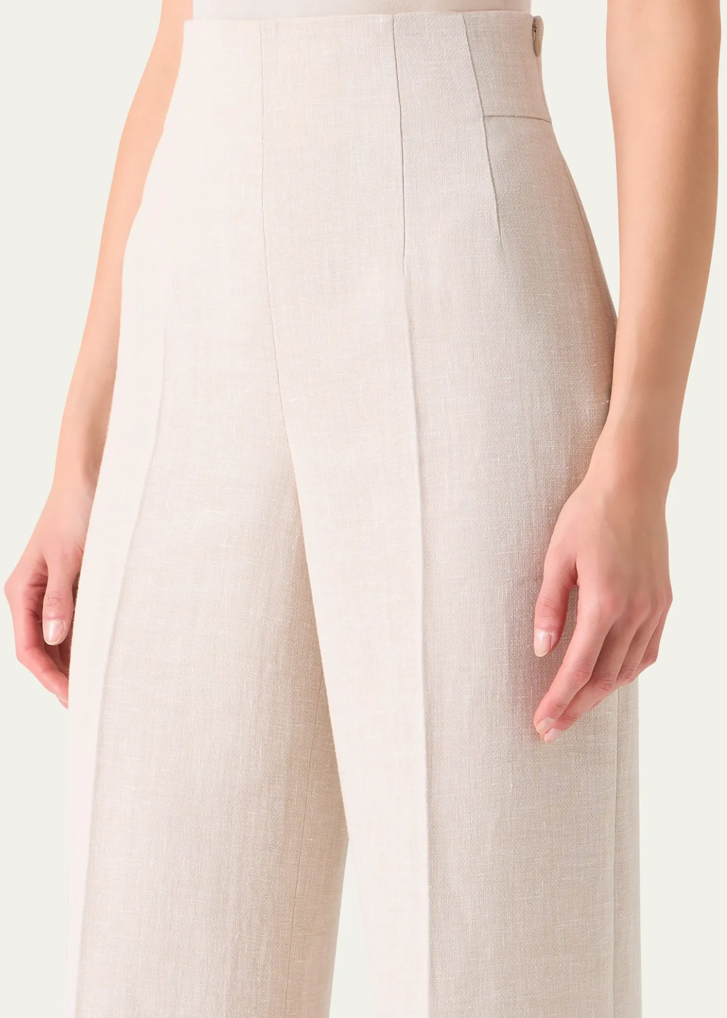 AkrisFiyuki Linen-Wool Double-Face Wide-Leg Pants