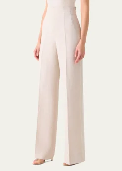 AkrisFiyuki Linen-Wool Double-Face Wide-Leg Pants