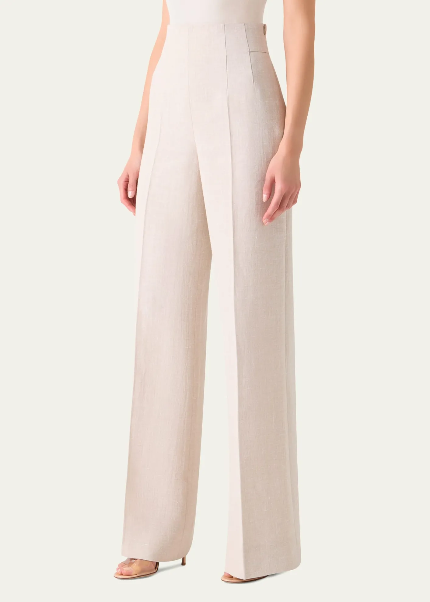 AkrisFiyuki Linen-Wool Double-Face Wide-Leg Pants