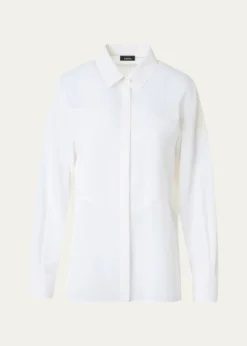 AkrisGeometric Paneled Cotton Button-Down Shirt