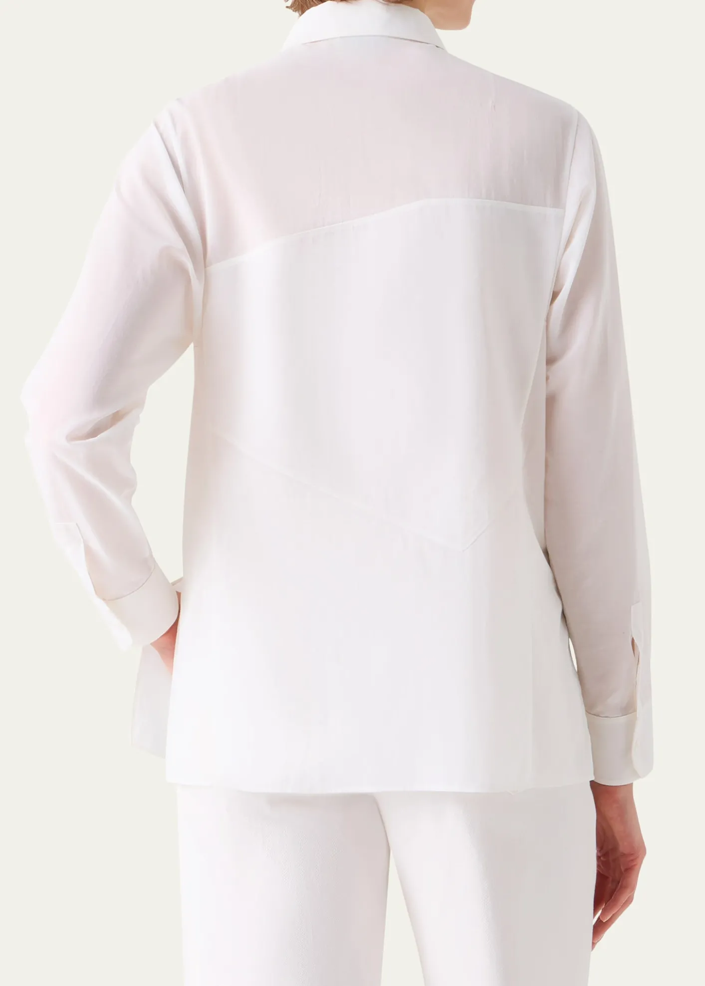 AkrisGeometric Paneled Cotton Button-Down Shirt