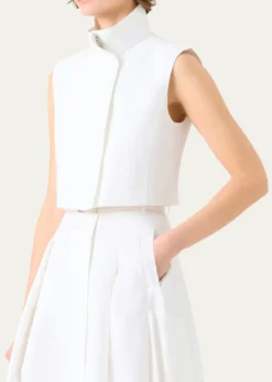 AkrisHester Short Stand-Collar Cotton Gilet
